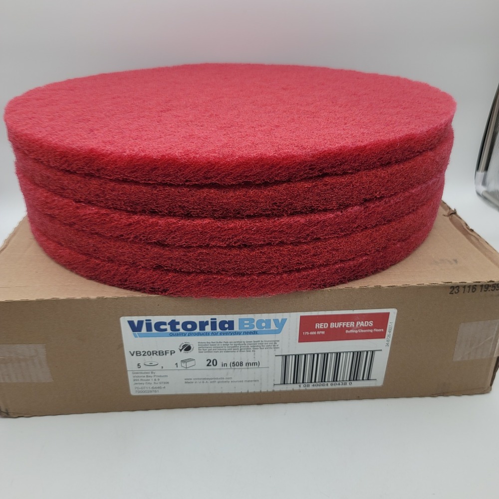 Victoria Bay 20 Inch Red Buffer Pads VB20RBFP Floor Cleaning 5 Pack 175-600 RPM